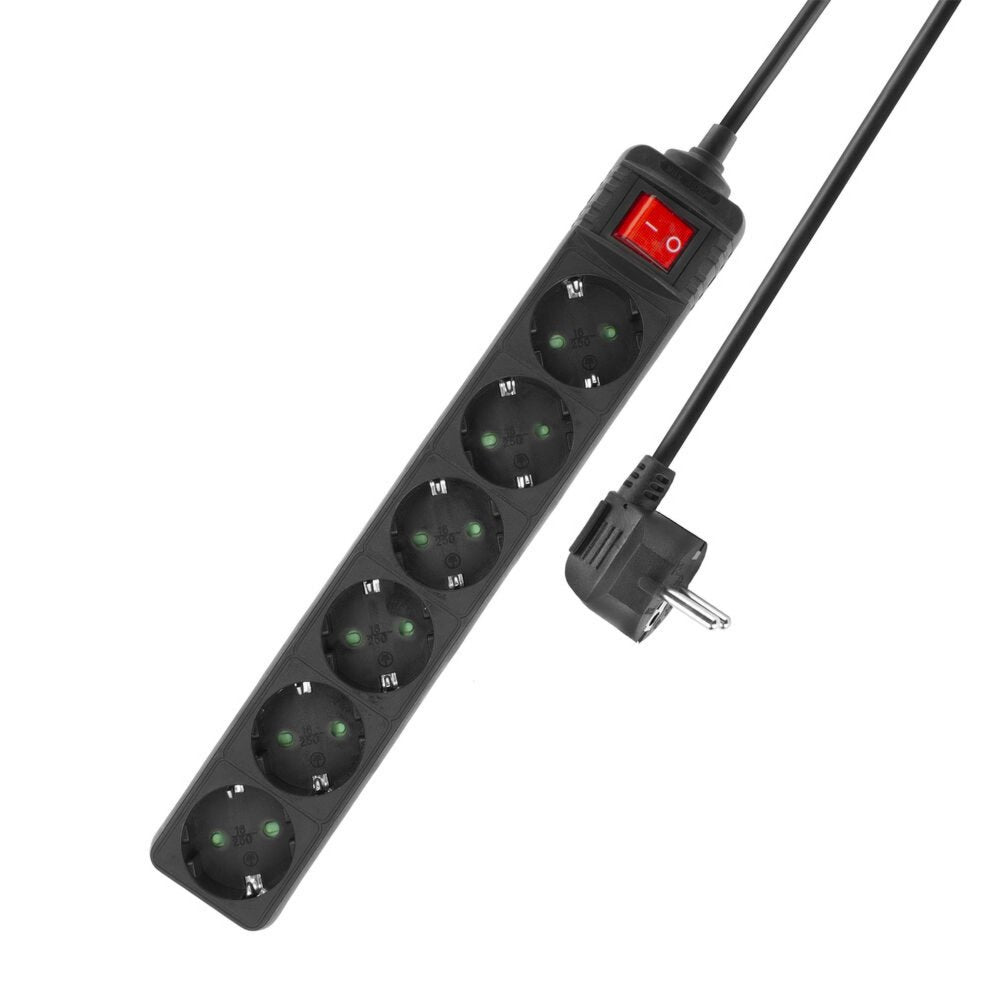 ACT AC2465 | Stekkerdoos | 6 Stopcontacten | 3 m | Binnen | Zwart - Matmuis - Matmuis